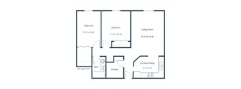 Granger Court Apartments in Fargo, ND | Two Bedroom Floor Plan 21B