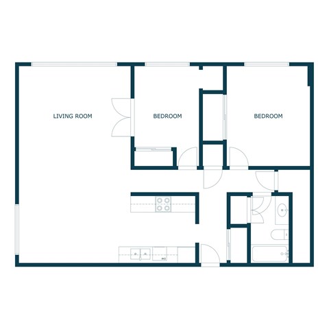Park Terrace Apartments in Fargo, ND | Two Bedroom Floor Plan 21B