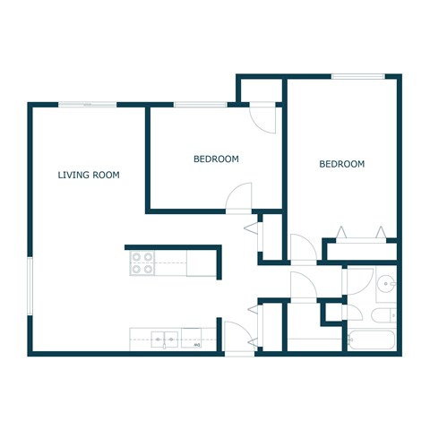 Village West Apartments in Fargo, ND | Two Bedroom Floor Plan 21B
