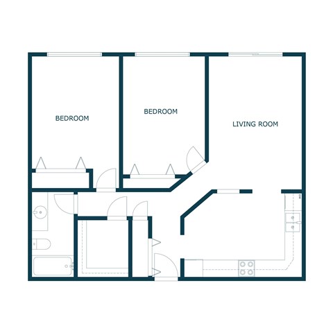 Village West Apartments in Fargo, ND | Two Bedroom Floor Plan 21C