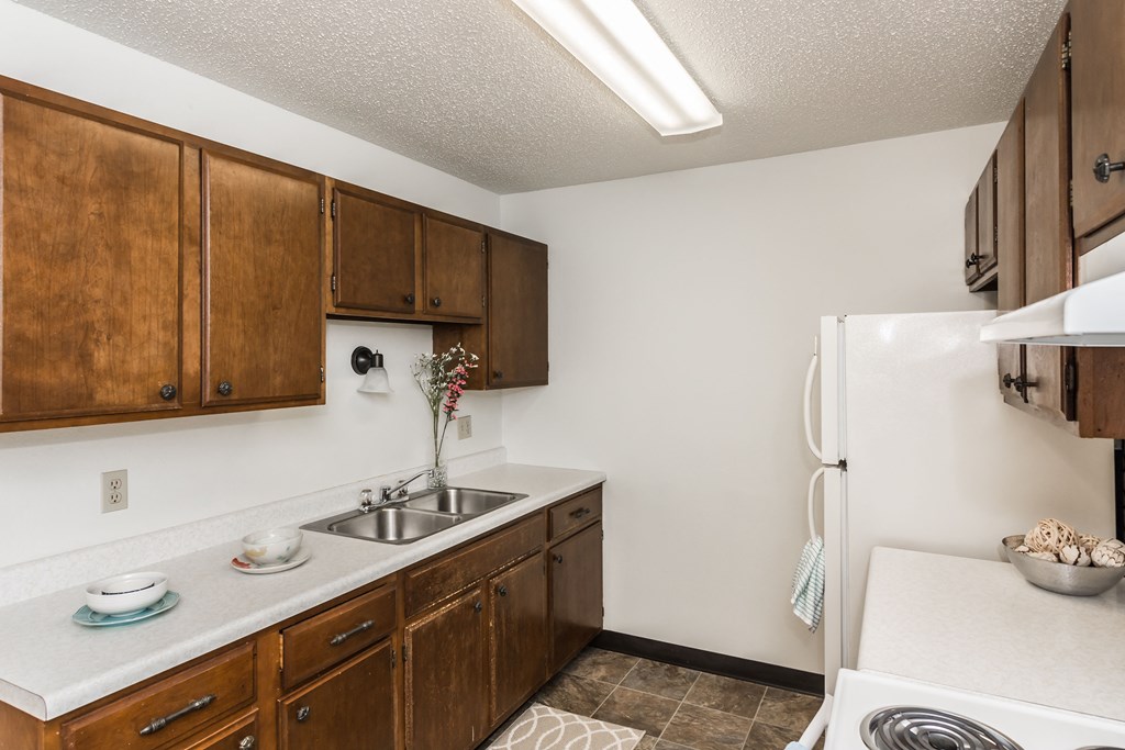 this is a photo of the kitchen of a 560 square foot, 1 bedroom apartment at as