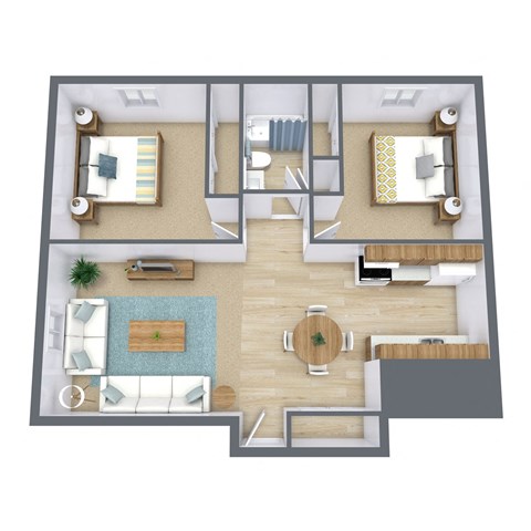 a floor plan of a bedroom with a living room and a dining room