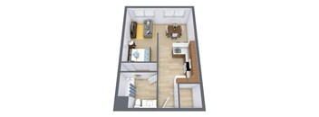 Bayview Apartments in Fargo, ND | Efficiency Floor Plan 01A
