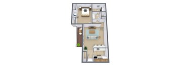 One Bedroom Floor Plan 11A  at Beacon Hill Apartments, Omaha, Nebraska