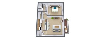 One Bedroom Floor Plan 11C  at Beacon Hill Apartments, Nebraska