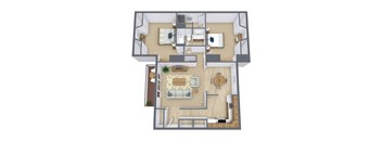 Two Bedroom Floor Plan 22A  at Beacon Hill Apartments, Omaha, NE, 68134