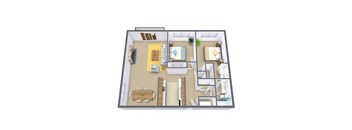 Cedars 4 Apartments | Two Bedroom Floor Plan 21A