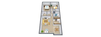 Cedarwood Apartments in Grand Forks, ND | Two Bedroom Floor Plan 21A