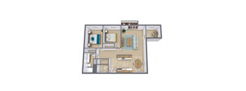 a floor plan of a house with a bedroom and a living room