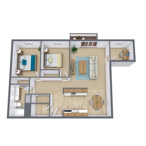 a floor plan of a house with a bedroom and a living room
