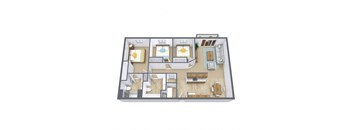 Columbia West Apartments in Grand Forks, ND | Three Bedroom Floor Plan 3175A