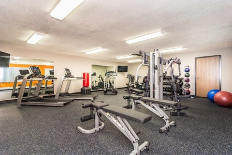 Grand Forks, ND Columbia West Apartments. Gym with workout equipment in it