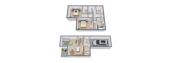 Bluestem Townhomes | Two Bedroom Floor Plan 215A