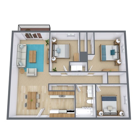 Country Edge Apartments in Fargo, ND | Three Bedroom Floor Plan 31C