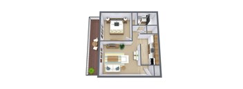 Courtyard Apartments in St. Louis Park, MN | One Bedroom Floor Plan 11A