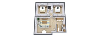 Covington Court Apartments in West St. Paul, MN - Two Bedroom Floor Plan 21A