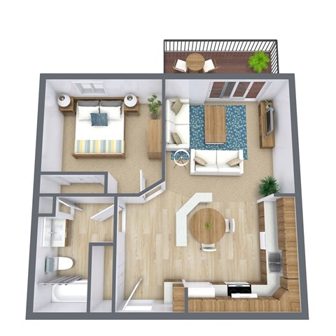 a floor plan of a bedroom with a bathroom and a living room