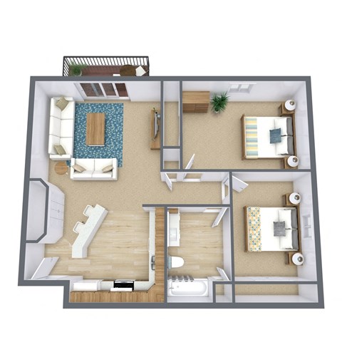 a floor plan of a bedroom with a bathroom and a living room