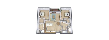 a floor plan of a house with a bedroom and a living room