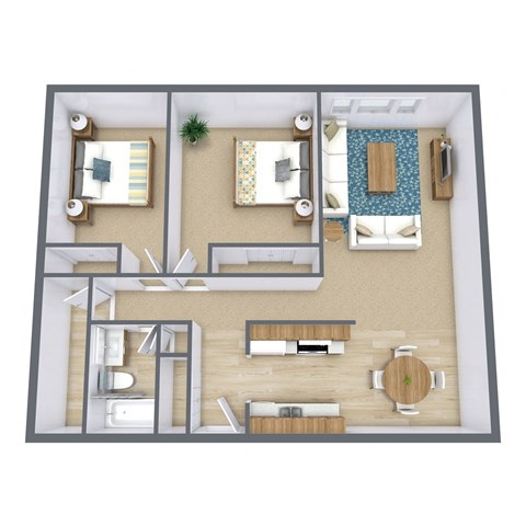 Emerald Apartments in Fargo, ND | Two Bedroom Floor Plan 21A