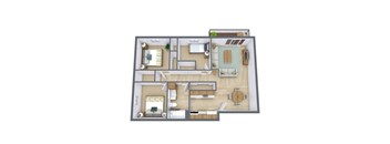 a floor plan of a house with a bedroom and a living room