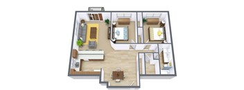 Flickertail I-VI Apartments | Two Bedroom | Plan 21B