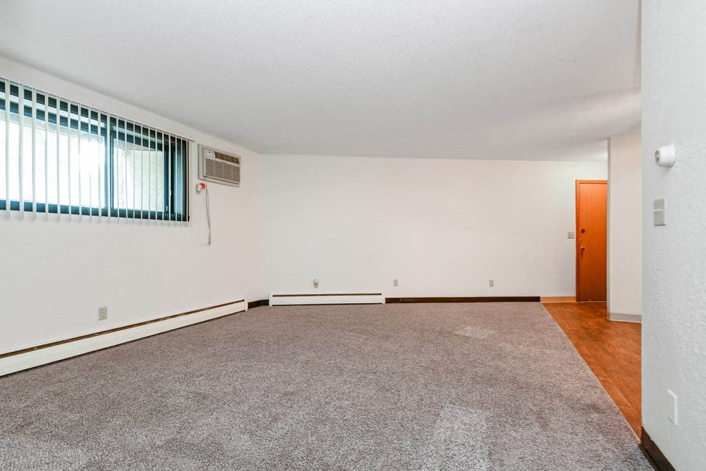 White Bear Lake, MN White Bear Terrace Apartments.  a living room with a carpeted floor and a large window