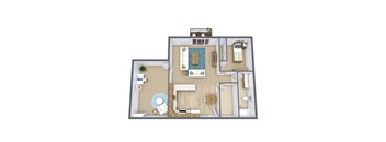 a floor plan of a bedroom with a bathroom and a living room