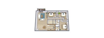 a floor plan of a house with a bedroom and a living room
