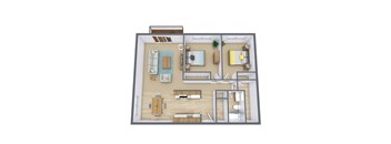 a floor plan of a house with a bedroom and a living room