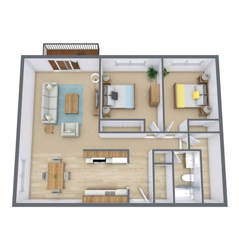 a floor plan of a house with a bedroom and a living room