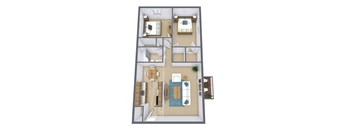 a floor plan of a house with a bedroom and a living room