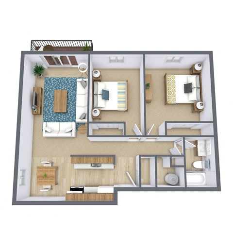 a1 floor plan  1 bedroom with 2 baths  1306 square feet