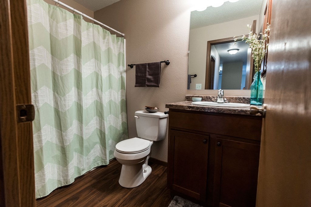 Grand Forks, ND Library Lane Apartments a bathroom with a toilet sink and shower