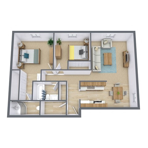 a floor plan of a house with a bedroom and a living room