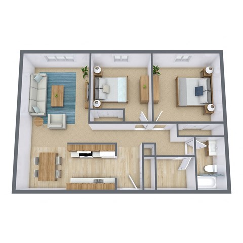 Long Island Apartments in Fargo, ND | Two Bedroom Floor Plan 21A