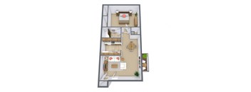 One Bedroom Floor Plan 11B  at Maple Ridge, Omaha, NE