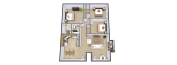 Three Bedroom Floor Plan 32B  at Maple Ridge, Omaha, NE