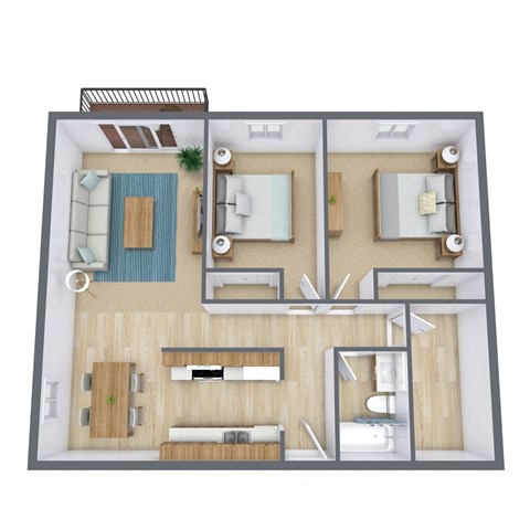 a floor plan of a bedroom with a bathroom and a living room
