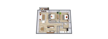 Montreal Courts Apartments in Little Canada, MN | Two Bedroom Floor Plan 21A