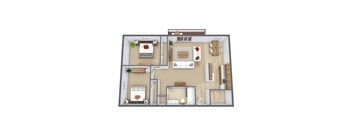 Montreal Courts Apartments in Little Canada, MN | Two Bedroom Floor Plan 21B
