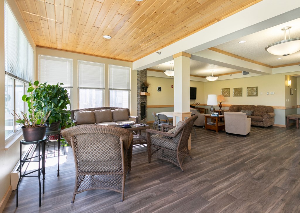 a community area near the entrance with chairs. Fargo, ND Sunrise North