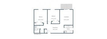 Briar Pointe Apartments | Two Bedroom Floor Plan B