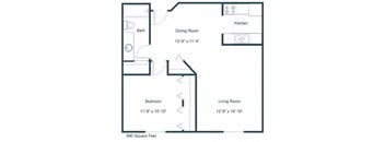Brownstone Apartments | One Bedroom Floor Plan