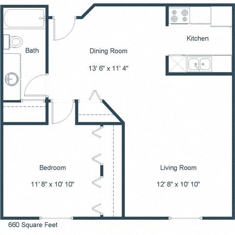 Brownstone Apartments | One Bedroom Floor Plan