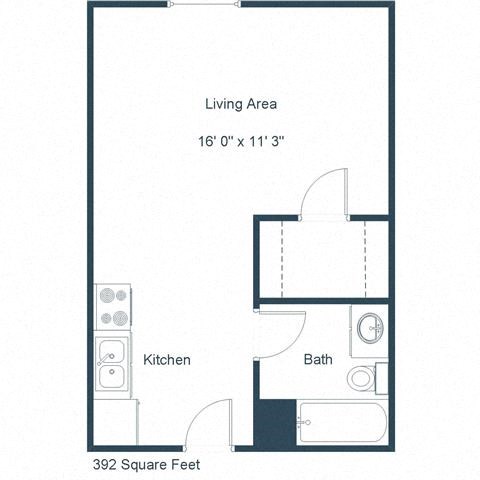 Brownstone Apartments | Efficiency Floor Plan