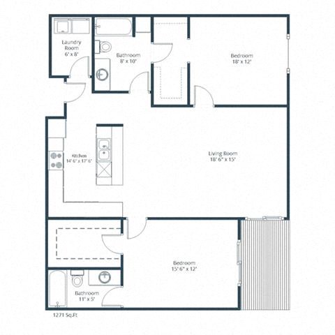 a blue and white floor plan of a house