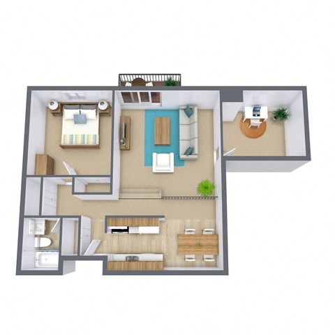 a floor plan of a house with a bedroom and a living room