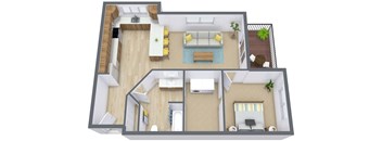 Sandy Creek Apartments  in Moorhead, MN | One Bedroom Floor Plan 11C