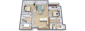 Sandy Creek Apartments  in Moorhead, MN | Two Bedroom Floor Plan 22C